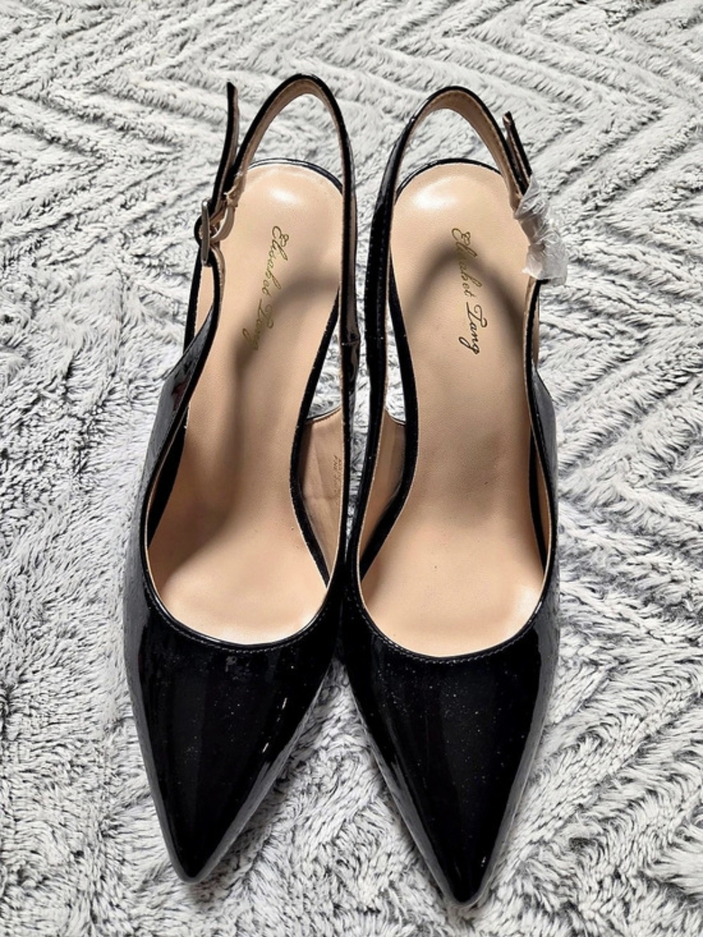 Elisabet Tang Black Patent Slingback Heels